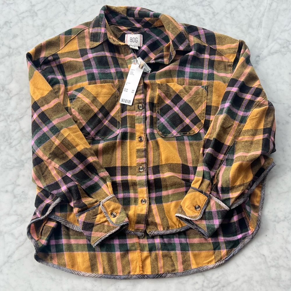 NWT Urban Outfitters BDG Karl Slouchy Flannel Button-Down Shirt Sz Small - Picture 6 of 9